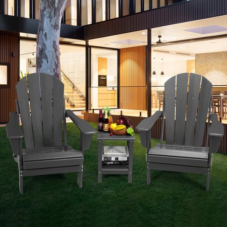 Tafee Outdoor Folding Adirondack Chair, Grey, 2PK OC-ZD-2-GREY